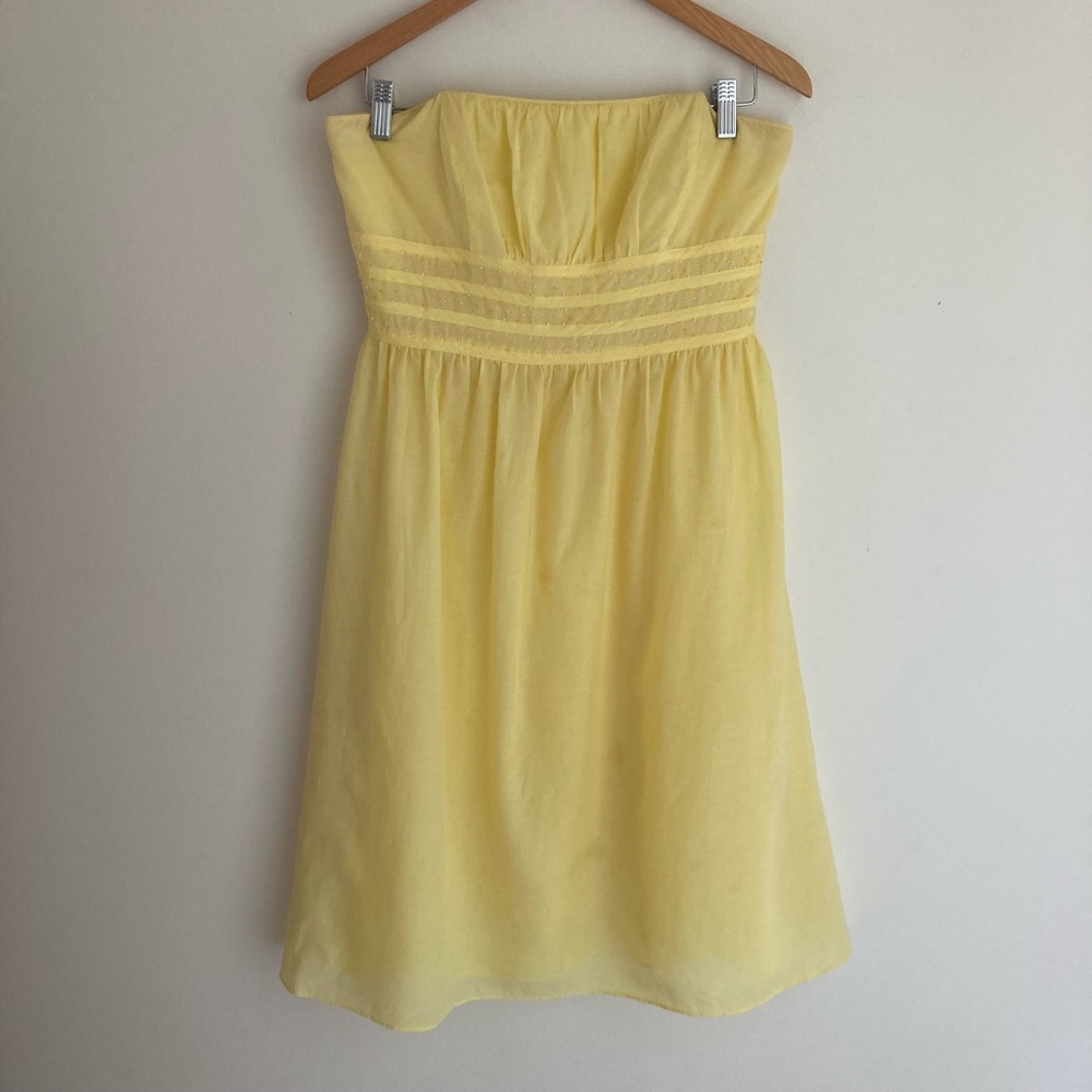 Lillly Pulitzer yellow strapless 33% silk 57% cotton blend boning dress sz 8
